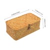 ABOOFAN Straw Woven Basket with Lid Small Sundries Storage Box