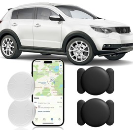 Hongtop H Tracking Device for Cars, Work with Find My (iOS Only), Hidden Car Tracker with Magnetic Waterproof Case, No Monthly Fee (2PCS, Black)