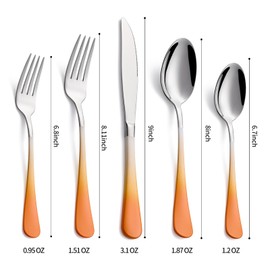 DINYWOW 20-Pieces Color Silverware Sets for 4,Orange and white Handle Stainless Steel Cutlery Set, Include Forks Spoons and Knives Set, Dishwasher Safe Utensil Sets for Home Restaurant