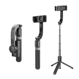 33.9in 3-in-1 Selfie Stick Desktop Tripod Gimbal Stabilizer with 5-Section Telescoping Rod Smart Anti-Shaking with Phone Clip Detachable Remote Control Compatible with Android 4.4/ iOS 5.1 System