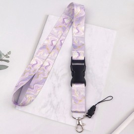 juanooo Cute Marble Badge Lanyard for Keys & ID Holder Cool Key Lanyard for ID Badges for Women Men Girls Teachers Staff Breakaway Neck Lanyard for Keychains Wallet(Purple)