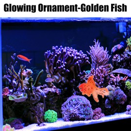 VOCOSTE Aquarium Artificial Golden Fish Ornament, Glowing Fish Tank Ornament Glowing Simulation Animal Decoration with Suction Cup, Orange Red