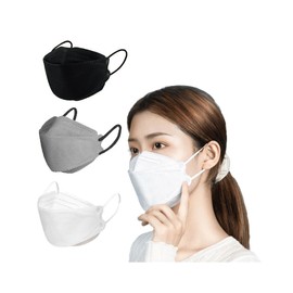 Kumamoto Kobo, Stop, Willow Leaf Shape, 3 Tiers, Diamond Shape, Mask, High Performance, Non-woven Mask, Gray, Black, White, 3 Colors, Non-woven Fabric, 4-Layer Filter, Prevents Fogging Glasses, Lipstick