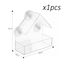 1 x triangular roof bird feeder, transparent window feeder, acrylic outdoor bird house with suction cup, suitable for feeding wild birds and pet bird (15 x 15 x 6 cm)