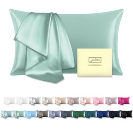 SUATIEN Mulberry Silk Pillow Cases Standard Size Silk Pillowcase for Hair and Skin with Zipper Soft Breathable Smooth Cooling Silk Pillow Case for Sleeping,Gifts for Women (Sage Green,20"X 26",1Pcs)