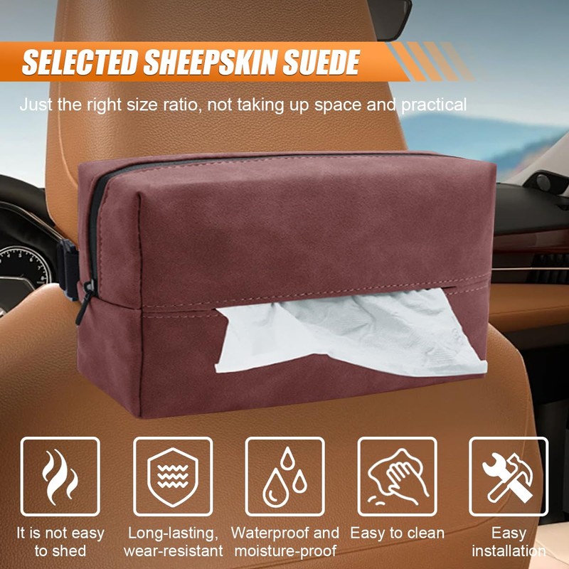BDZMC Car Tissue Holder, Rectangular Tissues Box Cover, Back Seat
