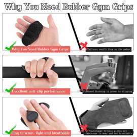 Rubber Gym Grips Fingerless Workout Gym Gloves, Workout Grips for Men Women Crosstraining Palm Grips Hand Protection, Weight Lifting Grips Bodybuilding Gymnastics Hand Grips for Deadlifts towel