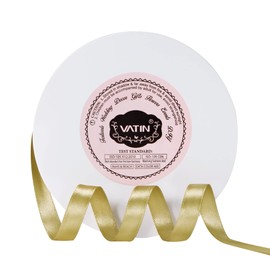 VATIN Solid Color Double Faced Gold Satin Ribbon 3/8" Wide 50-Yards Long Perfect for Wedding Decor, Crafts, Bow Making, Sewing, Gift Package Wrapping and Other Projects