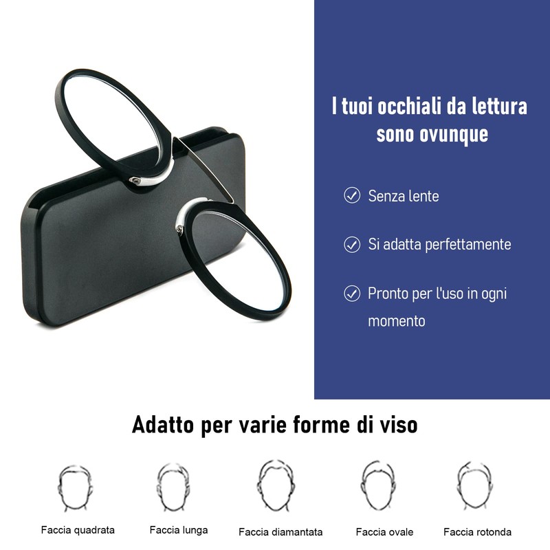 Lesebrille 3.5 Mini Nasenleser Clip für Männer und Frauen, flexible