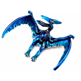 Unbranded BLUE PTERANODON BROOCH crystal kaiju winged dinosaur pterodactyl pin L3