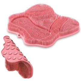 ONE-K Foot Brush, Foot Wash Mat, Deodorizer, Foot Brush, Foot Brush, Exfoliation, Suction Cup Included, Bath, Bathroom, Anti-Slip, Hook Mounting Hole (Pink)
