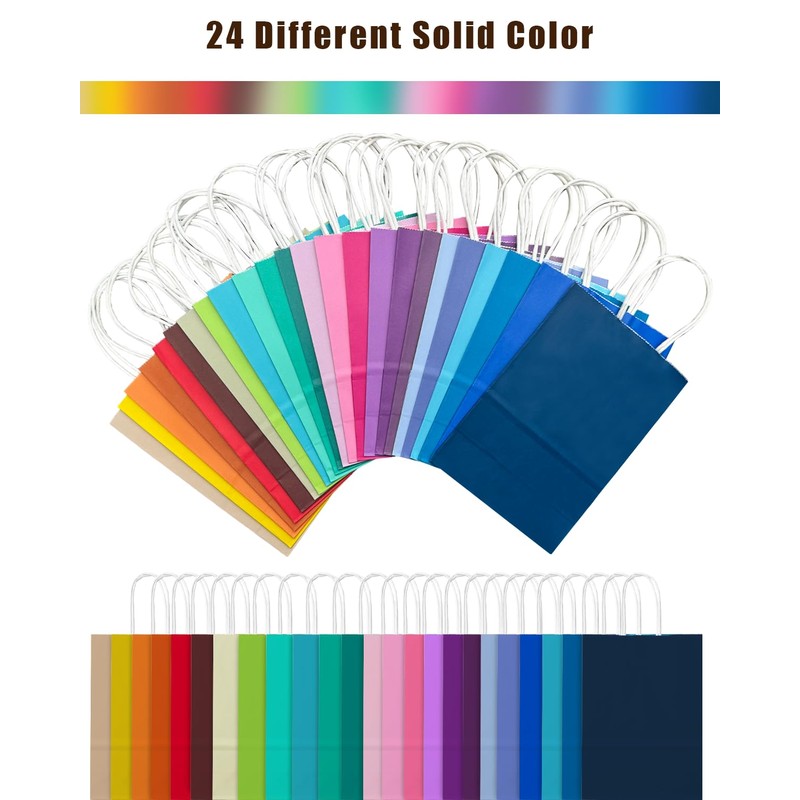 qiqee 100Pcs Paper Gift Bags with Handles - 10.6"x8.3"x4.3" Medium