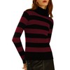 ninovino Women's Turtleneck Ribbed Pollover Tops Ribbed Knit Striped Sweater