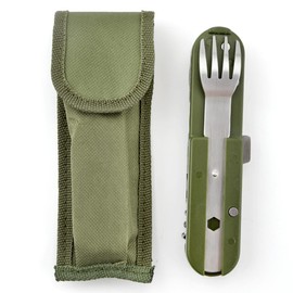 QOCUILC Outdoor Camping Cutlery Set, Stainless Steel Camping Cutlery Set, Interlockable, 5 in 1 Stainless Steel Folding Cutlery Camping, Travel Cutlery Camping Cutlery, multicoloured