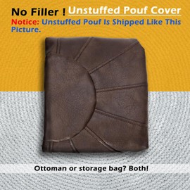 Thgonwid Unstuffed Moroccan Ottoman Pouf Cover, Ottoman Footstool Storage Solution, Bean Bag Chair, Foot Rest, Deep Coffee