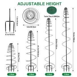 2 Pack Spiral Metal Trellis for Climbing Plants Outdoor-75 Adjustable