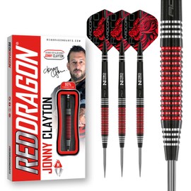 RED DRAGON Jonny Clayton Special Edition 24 gram Professional Tungsten Darts Set with Flights and Stems (Shafts)