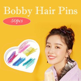Decorative Bobby Pins Colorful 50 Pieces For Women Girls Colored Hair Barrettes Metallic Bobbie Pins Multi Colored Styling Clips For Lady Wedding Hair Accessories