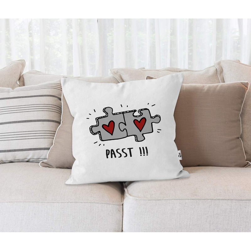 MoonWorks® Cushion Cover Passt!!! 2 Puzzle Pieces Gift Love Relationship