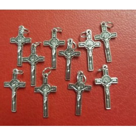 LOT OF 30 St Benedict Cross Stainless Steel  Catholic Jesus Crucifix Pendant