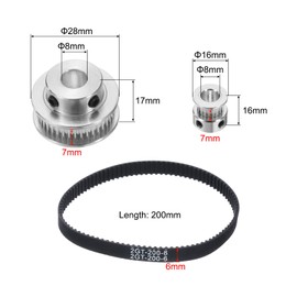 uxcell 2 Set GT-2 Synchronous Wheel 20&40 Teeth 8mm Bore, Aluminum Alloy Timing Pulley Wheel with 2Pcs Length 200mm, Width 6mm Belt for 3D Printer, CNC Machine (20-40T-8B-6)