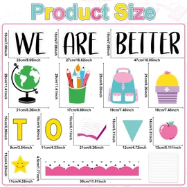 Naozinebi Together We are Better Classroom Decorations Back to School Bulletin Board Borders Colorful Better Together Paper Cutouts Motivational Positive Decor for Classroom School Teachers