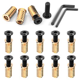 Wavanta 10Pcs M8 x 25mm Furniture Screw Nut Threaded Wood Inserts Bolt Fastener Connector Hex Socket Drive M8 x 20mm Screw-in Nuts with Wrenches