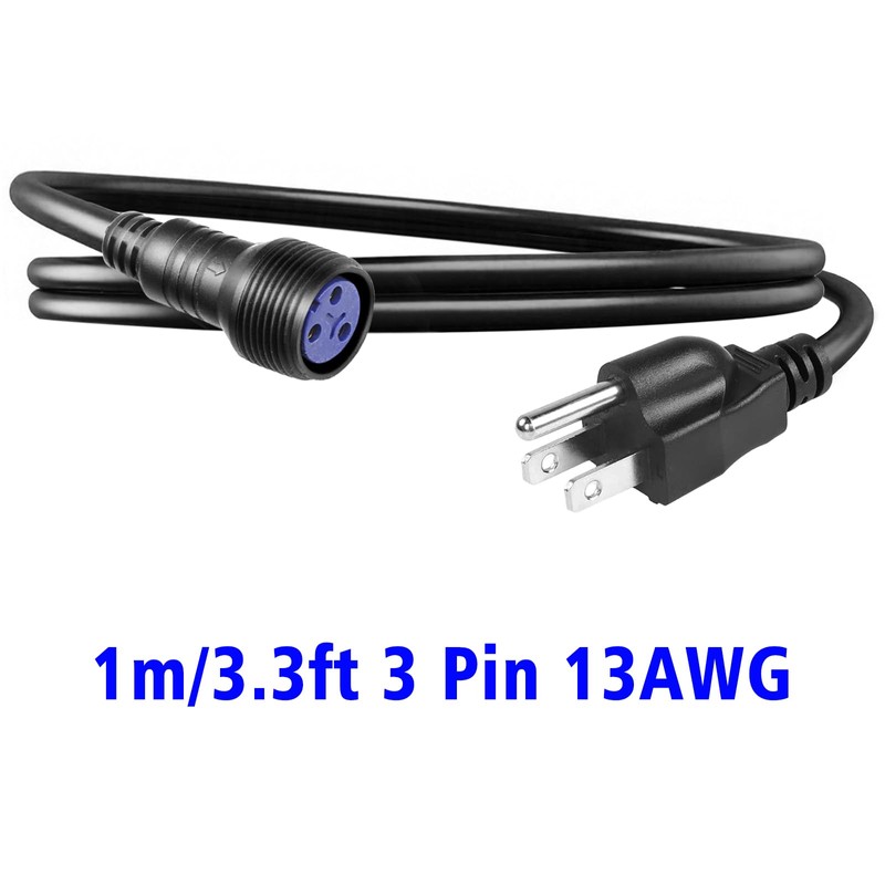 Outdoor Stage Lights Cable Wire,1m/3.3ft 3 Pin 13AWG 2.5mm2 Power