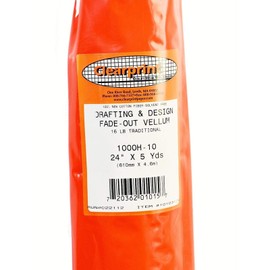 Clearprint Vellum Roll with 10x10 Fade-Out Grid, 16 lb., 1000H 100% Cotton, 36" W x 20 Yards Long, 1 Each (10103151), Translucent White