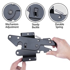 Bordersmover Heavy Duty Gate Latch, Post Mount Automatic Self-Closing Door Latch,for Wooden/Vinyl Fence, Pool,Garden Outdoor, W/Mounting Screws (Black)