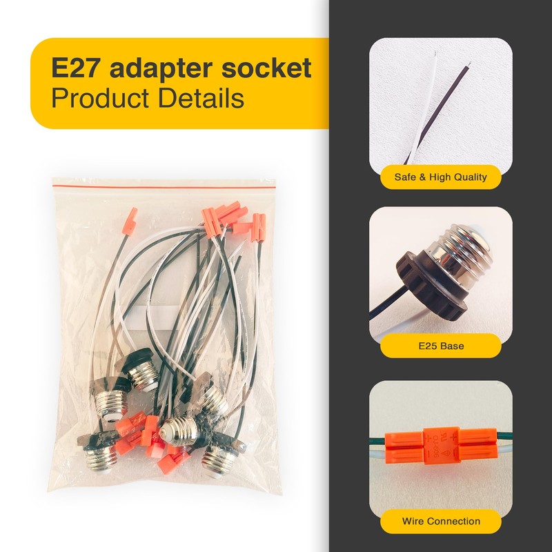 DEMASLED 10 Pack Pigtail Light Socket Extender for E26 E27