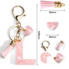Key Chain with Letter, Initials Keyring with Heart Pendant, Pink
