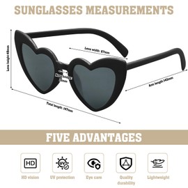 ZYKORT 6 Pairs Heart Shaped Glasses Retro Sunglasses for Women Vintage Sunglasses Love Heart UV400 Protective Glasses for Outdoor Party with a Black Glasses Bag