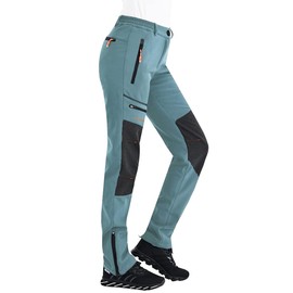 Postropaky Womens Outdoor Snow Ski Pants Waterproof Hiking Insulated Softshell Pants Snowboard Zipper Bottom Leg (sky blue,6Short)