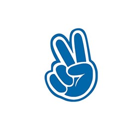 LeoPro Hand Peace Sign Vinyl Sticker Decal for Laptop, Bumper, Window, Phone and etc. (Blue, 4" x 2.8")