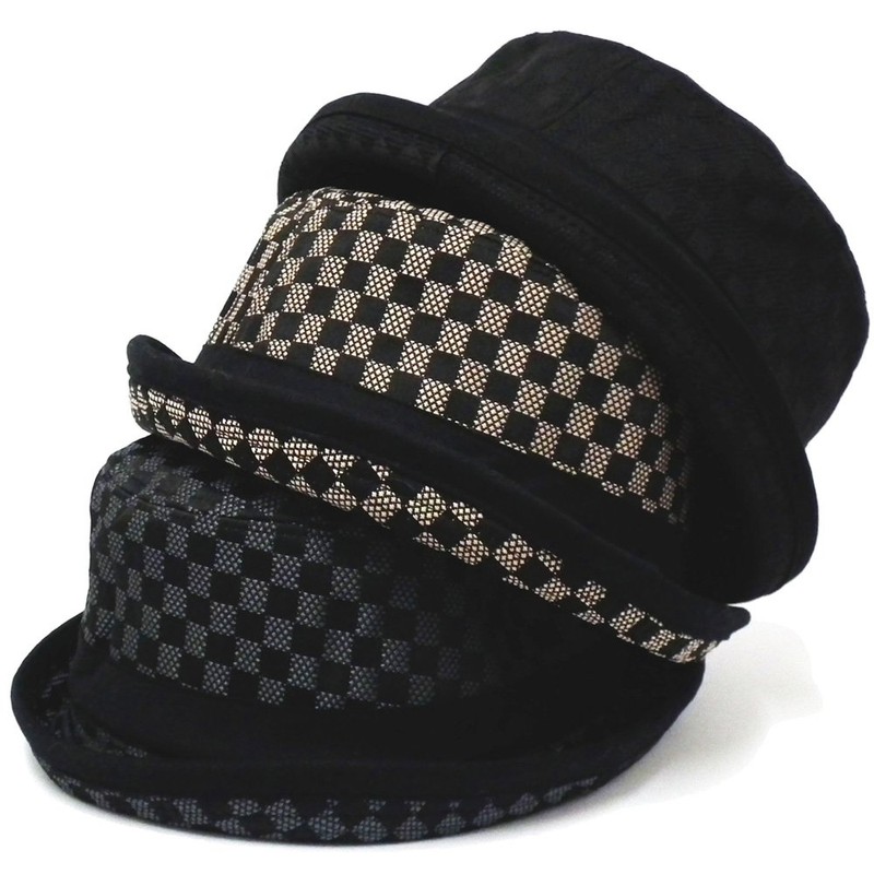 Happy Hat, Plaid Pork Pie Hat, 23.6 inches (60 cm),