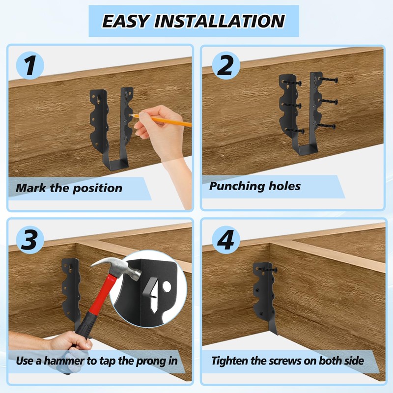 36 Pcs 2"x 8" Joist Hanger,Q235B Steel Face Mount Joist