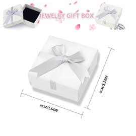 xlwen White Cardboard Jewellery Box 4 Pieces White Jewellery Box Cardboard Gift Box Jewellery Perfect for Gifting or Storing Bracelets, Earrings, Rings, Pendants (9 x 9 cm)
