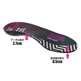 SPENCO 21778 Ground Control, Low Arch (Flat Feet), Ergonomic Hard Corrective Insole, For All Sports, Daily Life, Adjustable Size, Power Plate, Ground Reaction Gel Pad, Unisex, Size XL, 11.8 - 12.4 inches (30 - 31.5 cm), Black/Purple
