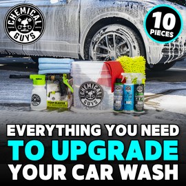 Chemical Guys 10-Piece Arsenal Builder Car Wash Kit with Foam Gun, Bucket, and 3 - 16 fl oz Car Care Products & Chemicals - Works with Garden Hose for Trucks, SUVs, Motorcycles, and More