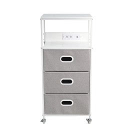 Unbranded 3 Drawer Rolling Cart with USB Power Storage Rack for Home Office Room Organizer