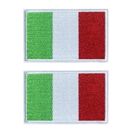 2 Pieces Italy Flag Patch Embroidered Badge with Velcro German Appliques for Clothing Bags Backpack Uniform Vest Dog Harness Military Tactical Outdoor Jersey