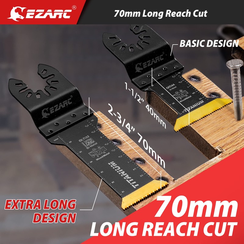 EZARC Titanium Oscillating Saw Blades, Extra-Long Oscillating Multitool Blades for