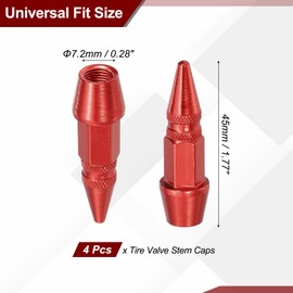 PATIKIL Spiked Shape Tire Valve Stem Caps 45 MM, 4 Pcs Aluminum Alloy Car Wheel Valve Cap Universal Dustproof Tire Valve Covers for Car Bike Motorcycle Truck, Red
