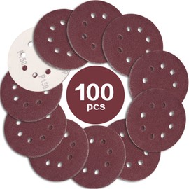 Stebruam Pack of 100 Sandpaper 125 mm Velcro 150 Grit Professional, 125 Sanding Discs Round 8 Hole for Orbital Sanders