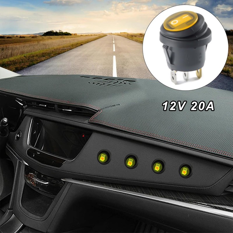 DAOKAI Round Rocker Switch with Shell 2 Position 12V 20A