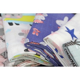 Clevere Kids Pack of 6 Printed Muslins | Oeko-Tex Certified | Double Woven | 70 x 80 cm | Burp Cloths girls