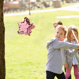 Relaxdays Mini Pinata Stern, befüllbare Piñata für Geburtstag, Partypinata, zum Aufhängen, HxBxT: 12 x 12 x 4 cm, rosa