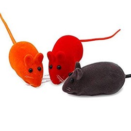 Kofun Furry Simulation Mouse Mice Rat Cat Kitten Play Toy Squeak Noise Sound Fun Set of 5 Colors to Random