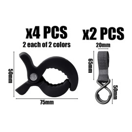 4 Pieces Stroller Clips, 2 Pieces Pram Hooks, Pram Alligator Clips, Stroller Toy Clips, Towel Clips, Beach Towel Clips, Windproof Plastic Clothes Pegs